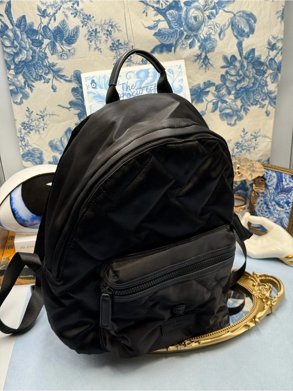 🆕 KURT GEIGER LONDON 🧿 NWOT Recycled Nylon Drench Zip Backpack, Black Nylon